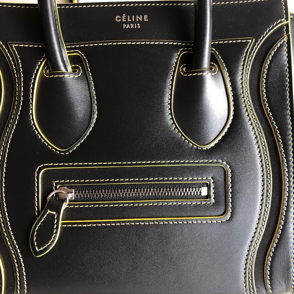 NWOT Celine Black Yellow Nano Luggage Tote - Picture 9 of 11